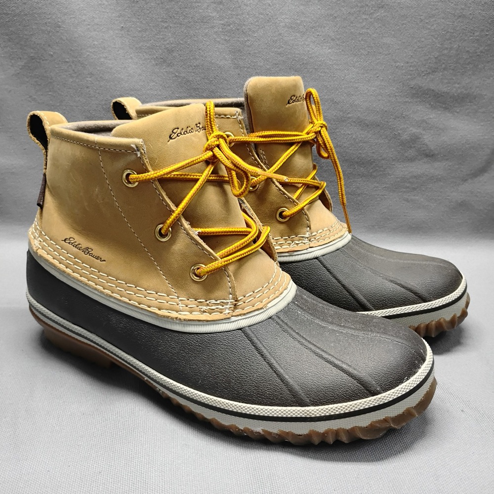 Eddie Bauer Womens Hunt Pac Ankle Duck Boots Tan Brown 0091-588 Size 8